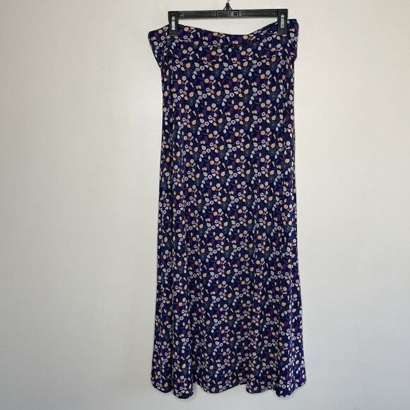LuLaRoe Maxi Skirt Womens Medium M Simply Comfortable Blue Fruit Print Elastic - Picture 3 of 6